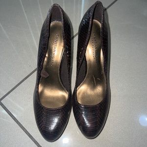 Christian Siriano Brown Faux Snake Skin Heels